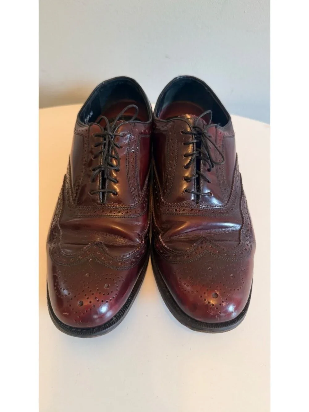 Florsheim Mens Burgundy Leather Wingtip Oxford Dress Shoes Size 9D Made In USA
